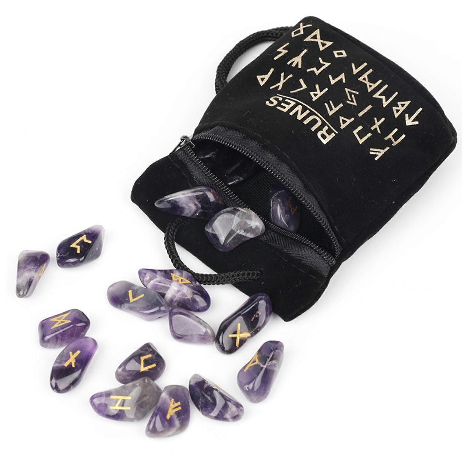 Agate Amorphous Gemstone Runes Alphabet Engraved Rune Crystal Divination Stone
