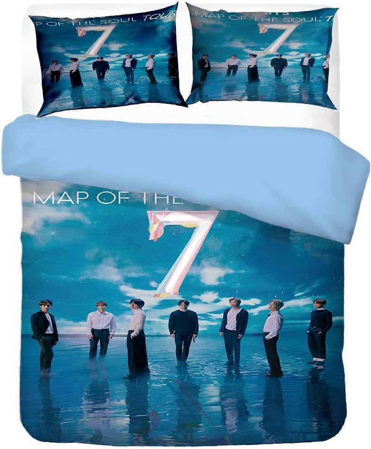 Conjuntos de Capas de Edredom Kpop BTS Mapa da Alma Conjunto de Cama 3pcs, Conjunto de Cama para Crianças Adolescentes Meninas Meninos com 1 Capa de Edredom e 2 Fronhas (Verde, Twin-68x