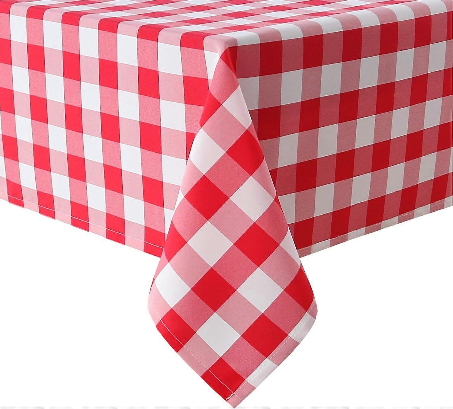 2025 New Red and White Checkered Tablecloth Rectangle - Stain Resistant, Waterproof and Washable Plaid Table