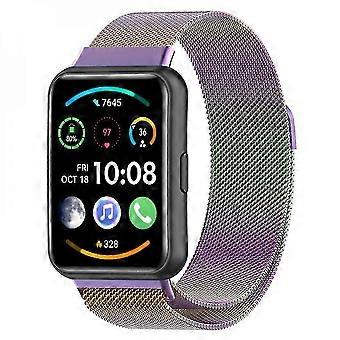 alta qualidade milanesa malha fina pulseira de aço inoxidável pulseira compatível com Hu Watch Fit 2/Watch Fit 2 Active Qoc