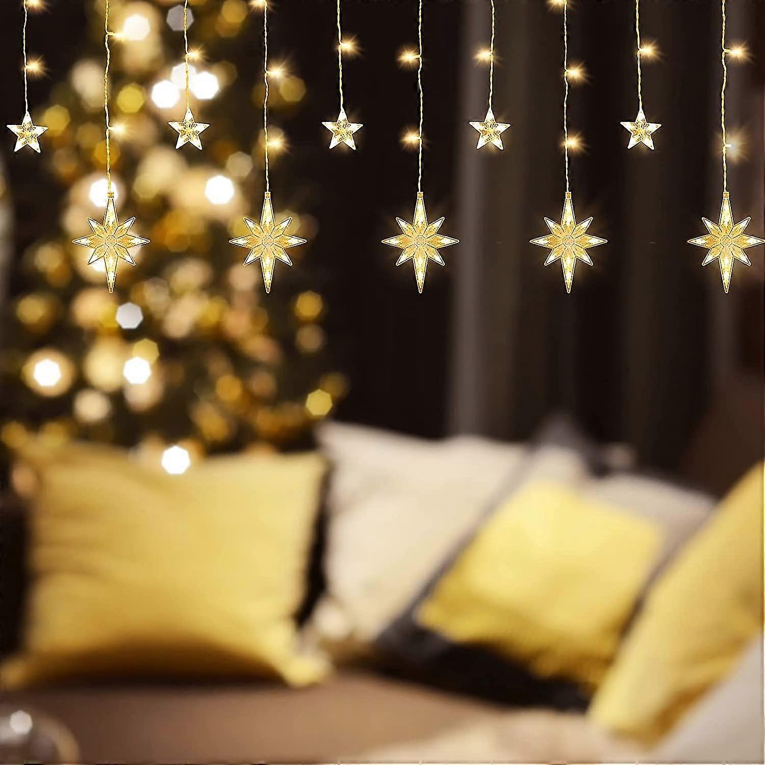 Star Curtain Lights, 3.5m Battery Fairy Lights With 96pcs Led, 8 Modes Window Star Curtain Lights, Fairy Lights For Christmas,bedroom,wedding,party,de