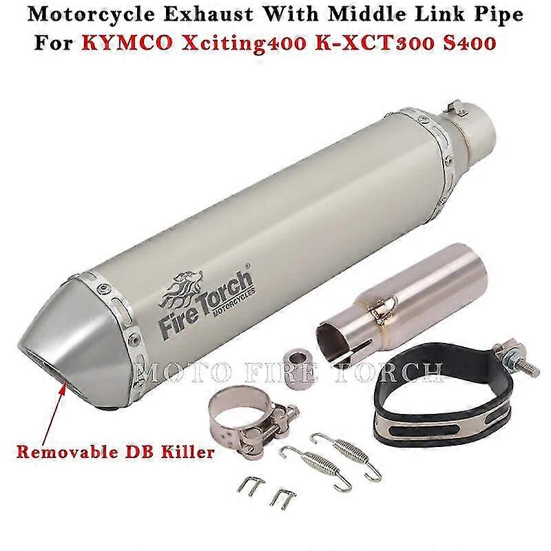 Exquisite exhaust pipeMotorcycle Exhaust Moto Escape Modified System Muffler Middle Link Pipe DB Killer Slip On For KYMCO Xciting 400 K-XCT300 S400