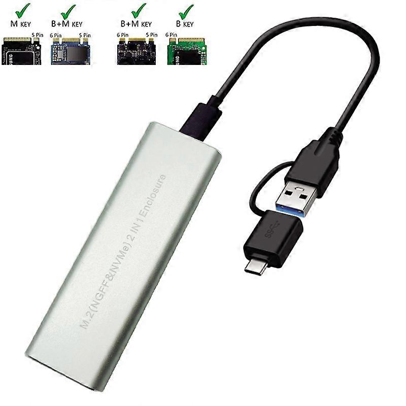 M.2 NVME SSD to USB 3.1 Case, 10Gbps Dual Protocol M2 NVMe Box, PCIe NGFF SATA M2 NVMe Enclosure Adapter with OTG for M.2 SSD