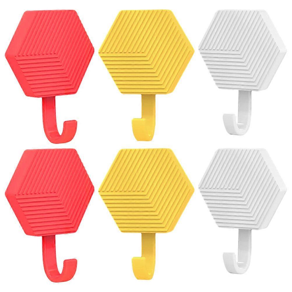 6pcs Adhesive Towel Hooks Bathroom Towel Hooks Hanging Coat Hooks Wall Hooks Kitchen Hooks