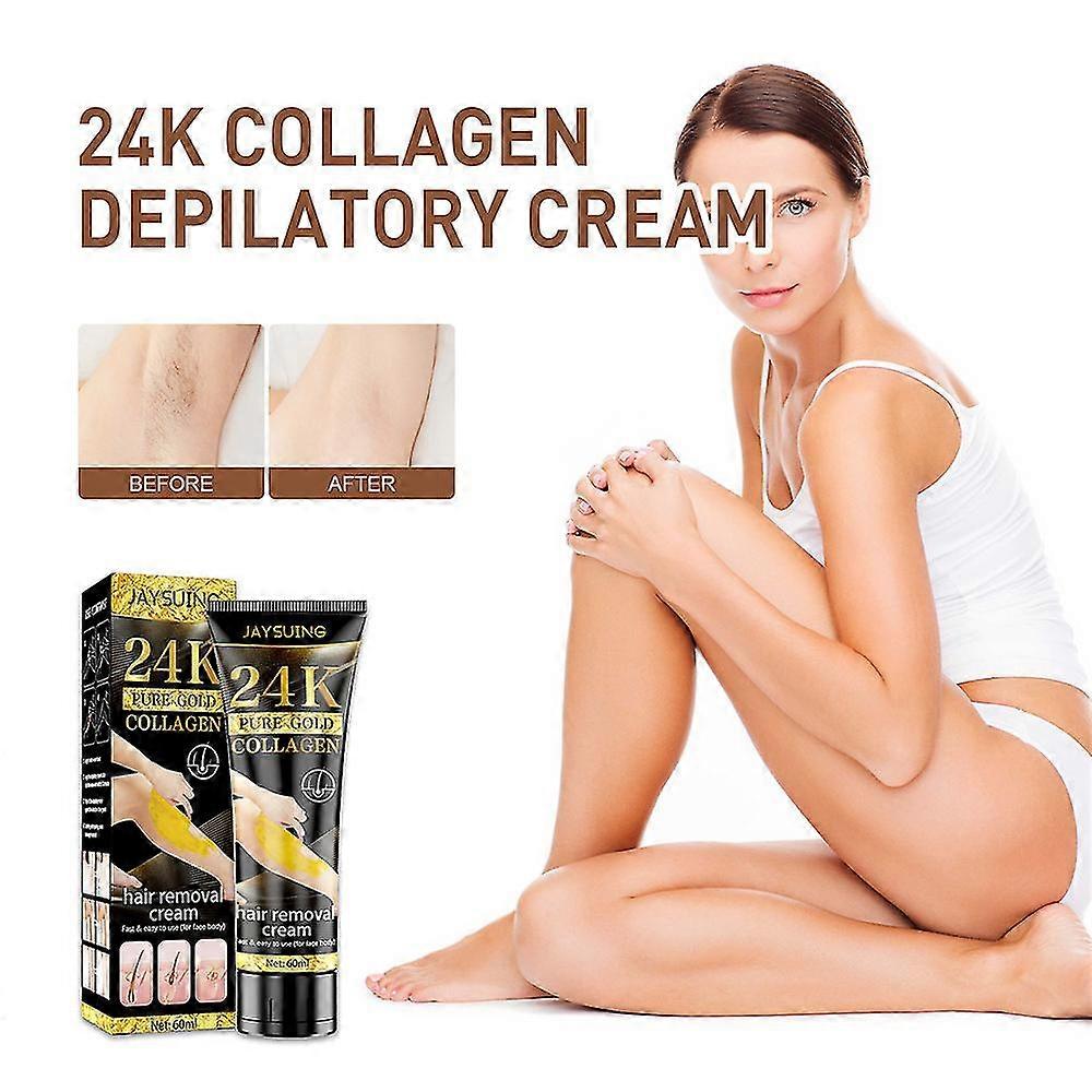 60 مل 24K الذهب الكولاجين كريم إزالة الشعر للأبط الساقين أجزاء اليد الخاصة