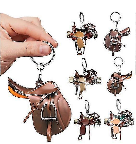 צורת רכיבה על סוסים תליון מערב קאובוי אוכף מחזיק מפתחות תליון דקורטיבי אוכף יצירתי אוכף אקריליק קישוט תלוי