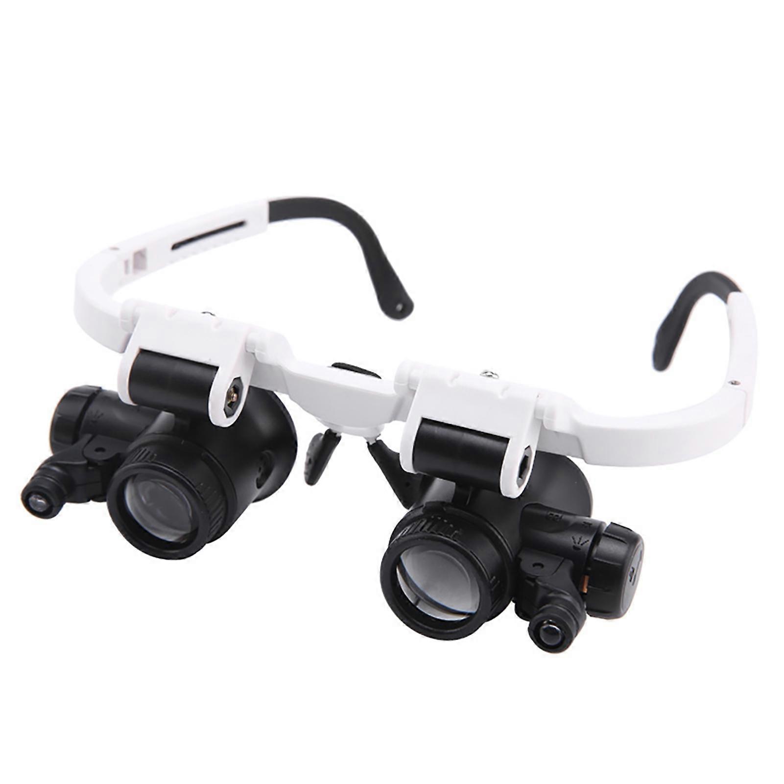 Magnifier Lightweight Adjustable LED Light Head-Mounted Magnifier for Watch Inspection QinHai