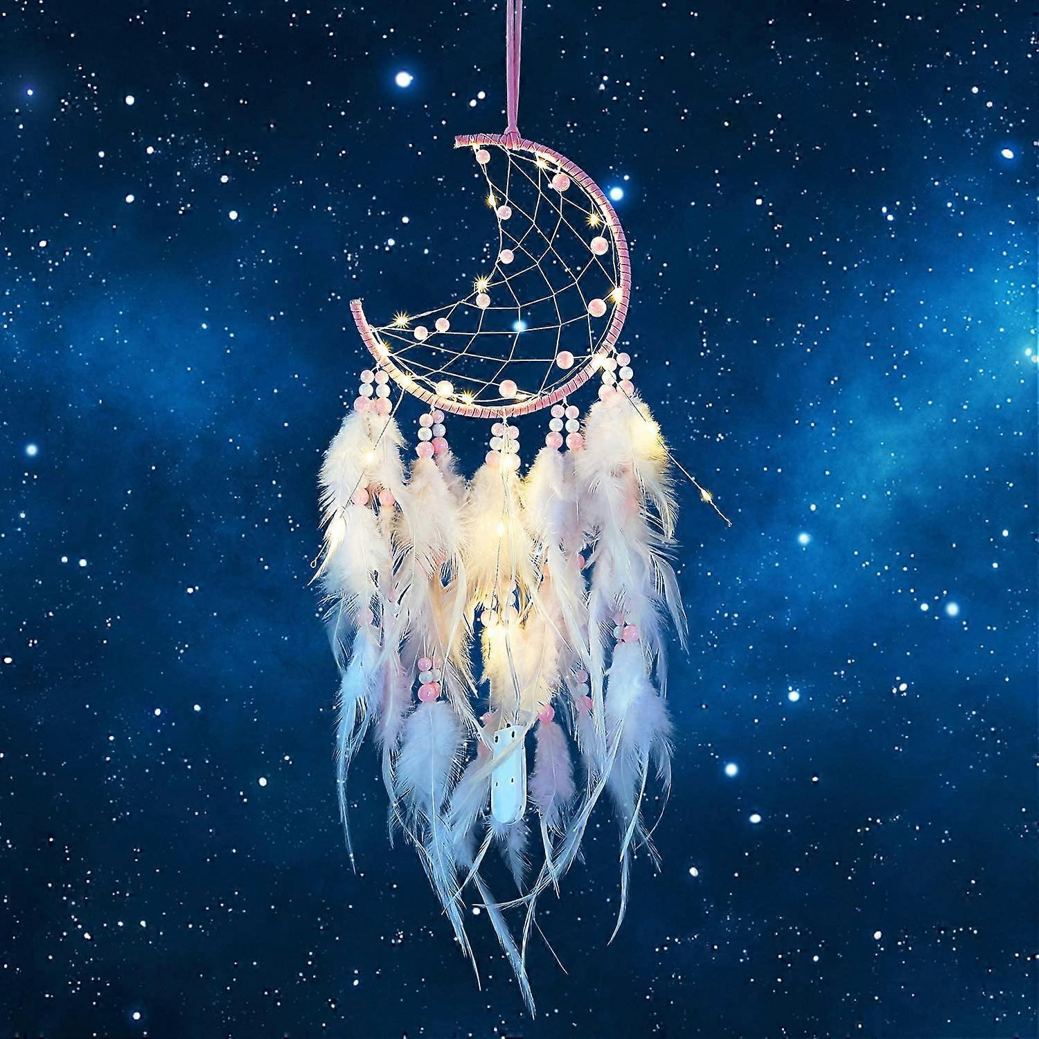 LED Dream Catcher, Handmade Lighted Feather Dream Catcher, Dormitor Home Decor