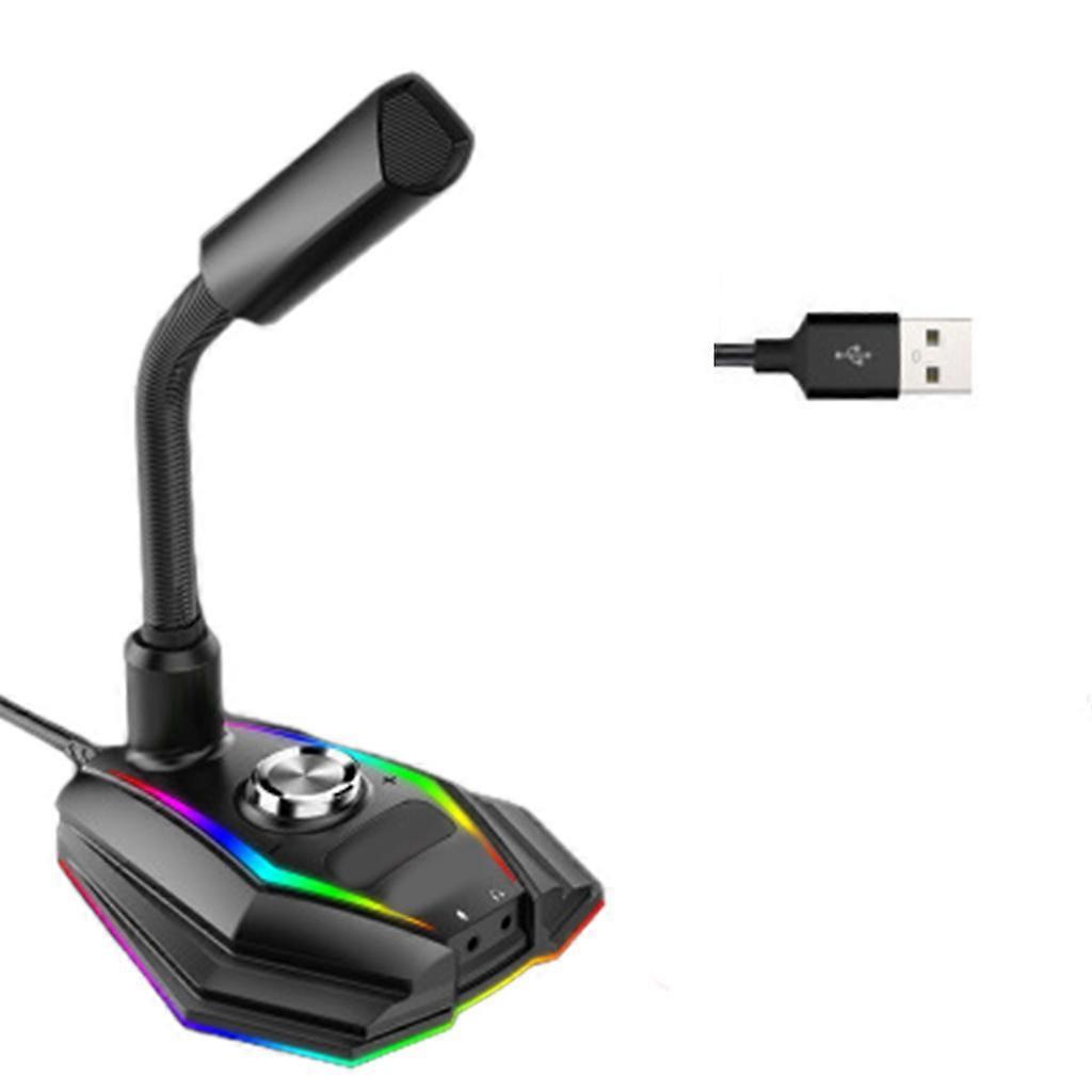 Microphone USB réglable, micro de jeu USB avec éclairage RVB, réduction du bruit