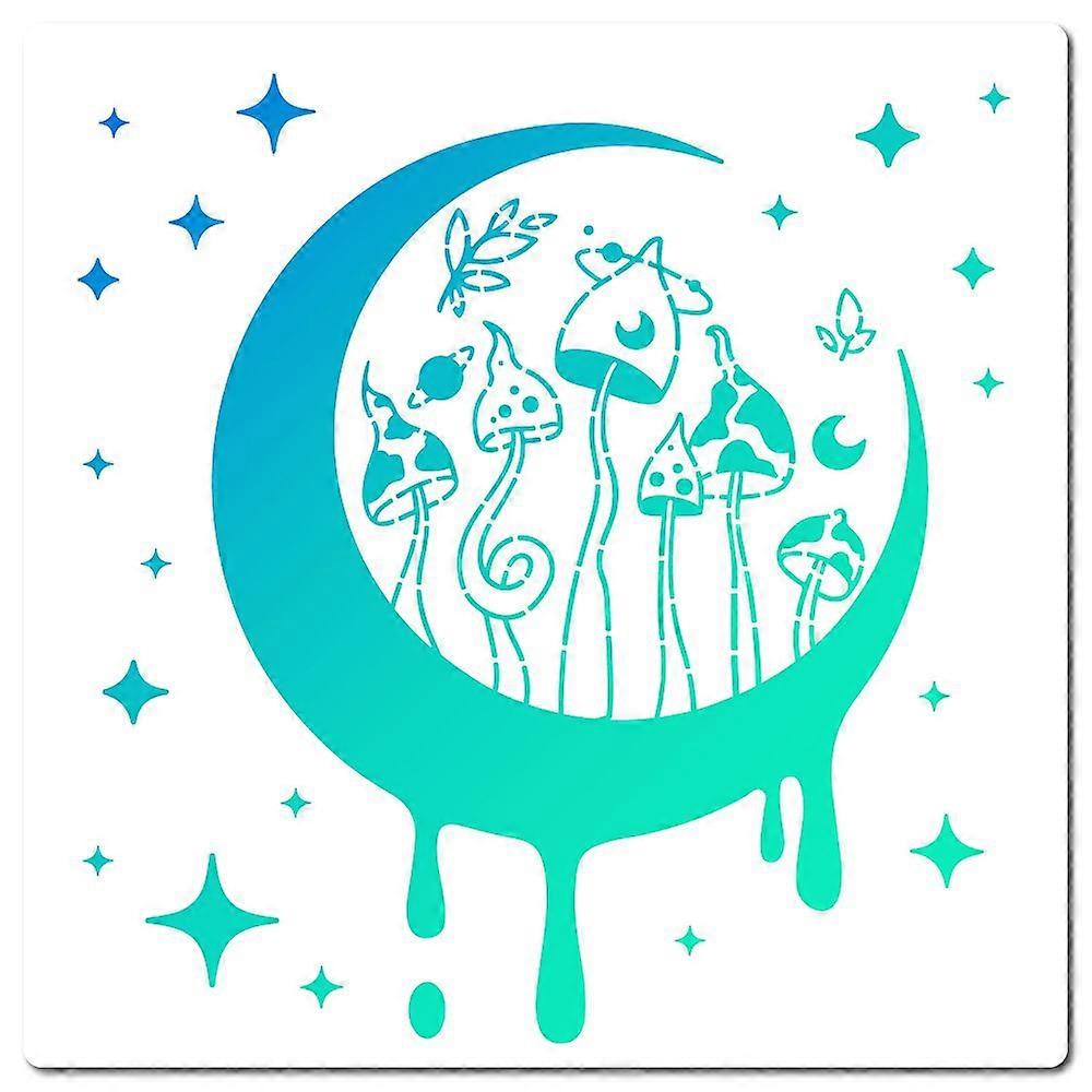 PET Plastic Hollow Out Drawing Painting Stencils Templates Square Mushroom Pattern 300x300mm