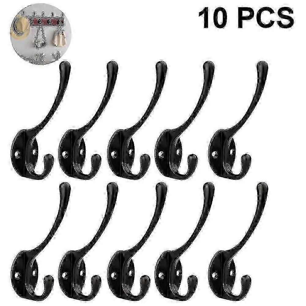 10 Pack Rustic Coat Hooks Wall Mounted Heavy Duty Double Hooks RetroP20211224912