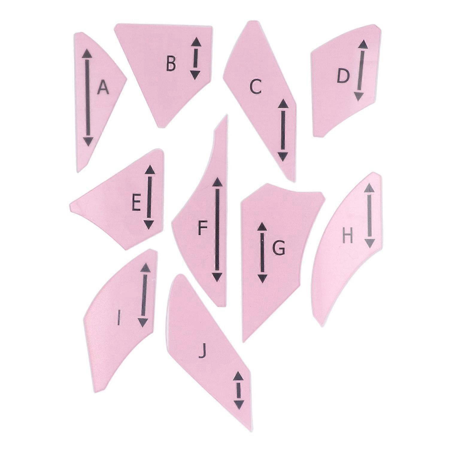 10Pcs Patch Work Ruler Acrylic Multifunctional Portable Sewing Ruler for Crafts Pink 