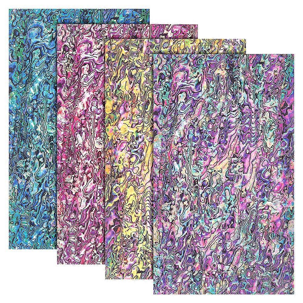 1Set AHADERMAKER 4 Sheet 4 Style Plastic Imitation Abalone Shell Slic Paper for Wall Decoration Rectangle Mixed Color 240x140x0.3mm 1pc/style