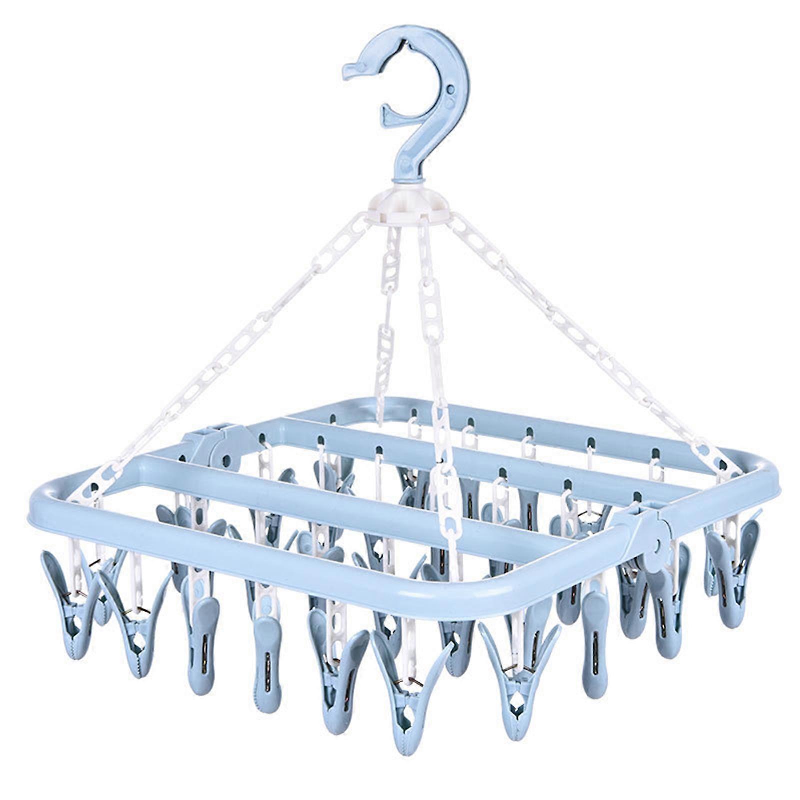 32 Clip Folding Hanger 360 Degree Rotation Household Laundry Clip Rack with Windproof Lock Drying Rack