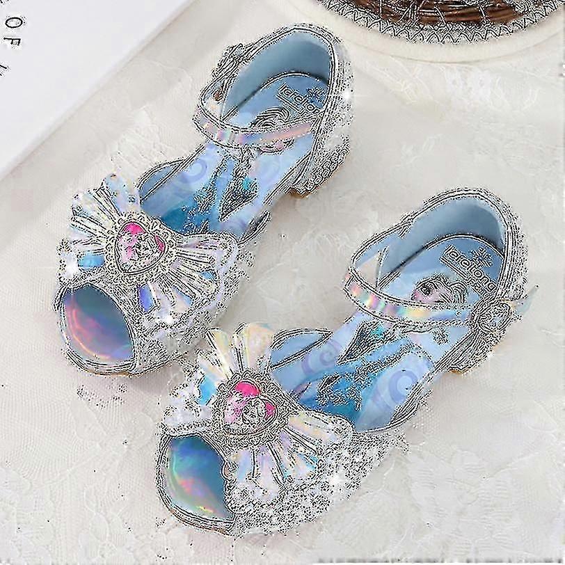 Girls Sandals Frozen 2 Elsa Princess Shoes Little Girls Crystal Shoes Children High Heels Catwalk Show Shoes