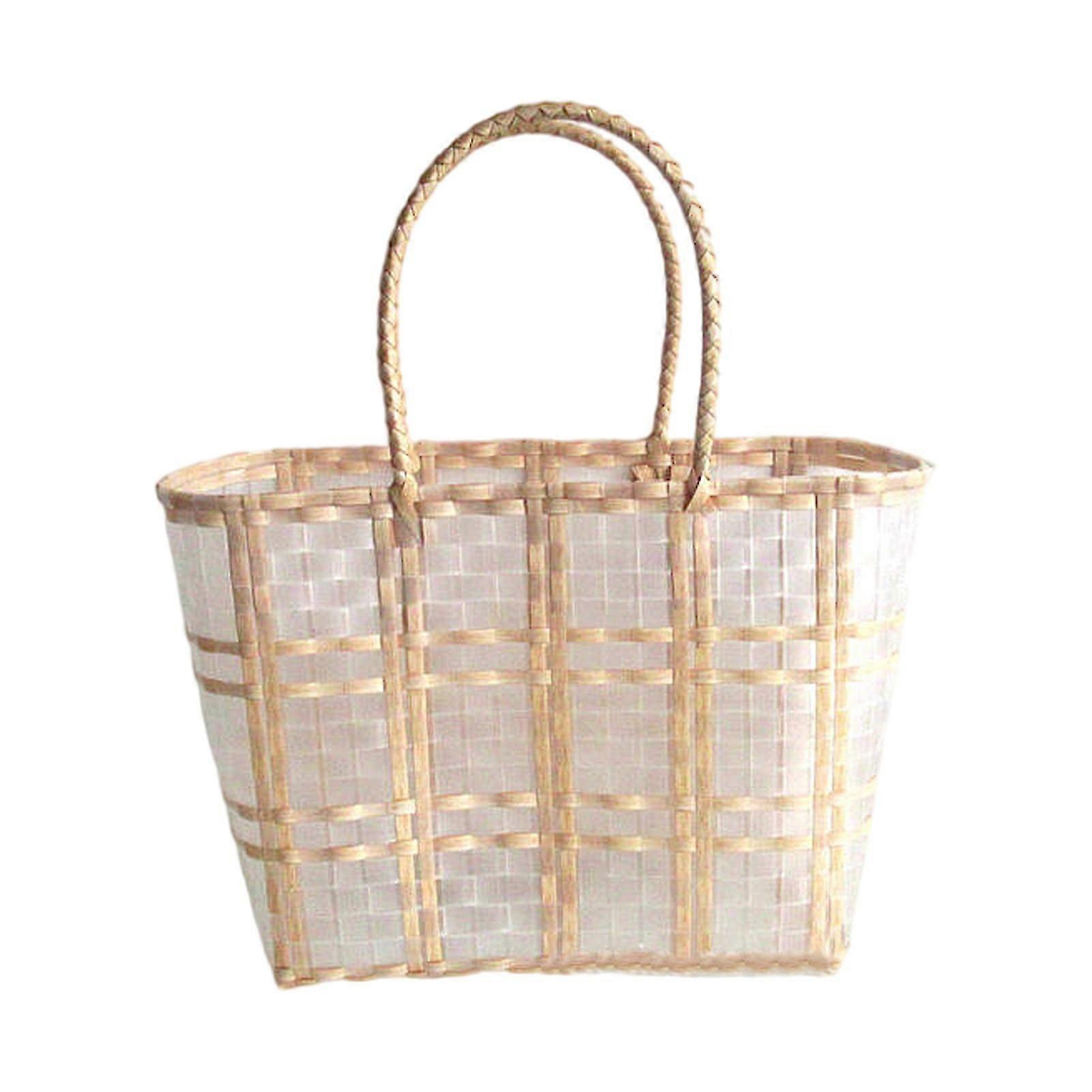 Vegetable Basket Large Capacity Waterproof Pvc Fruit Braid Hand-carrying Organizer Pouch For Home