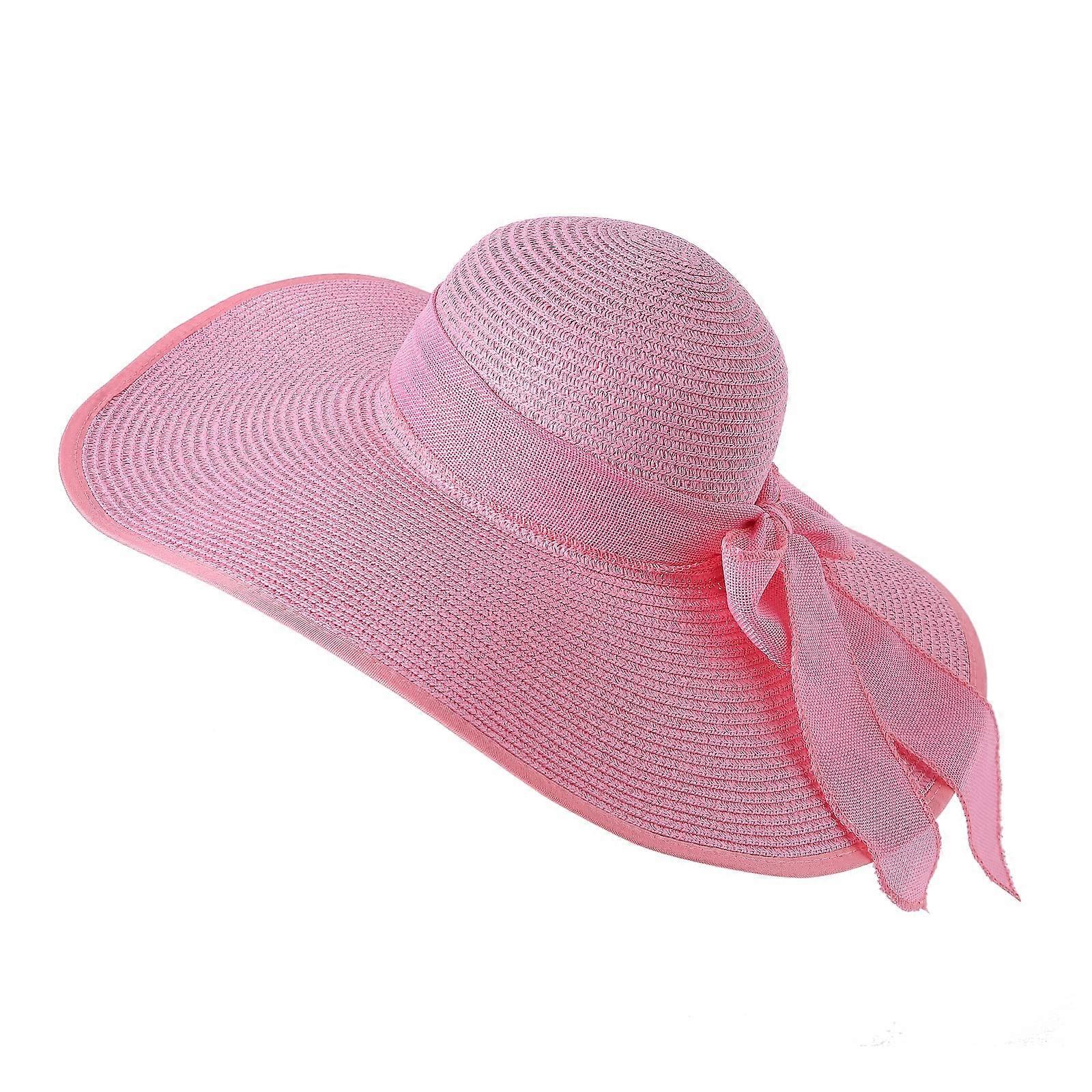 Wide Brim Straw Sun Protection Folding Hat One Size Packable Foldable Beach Hat