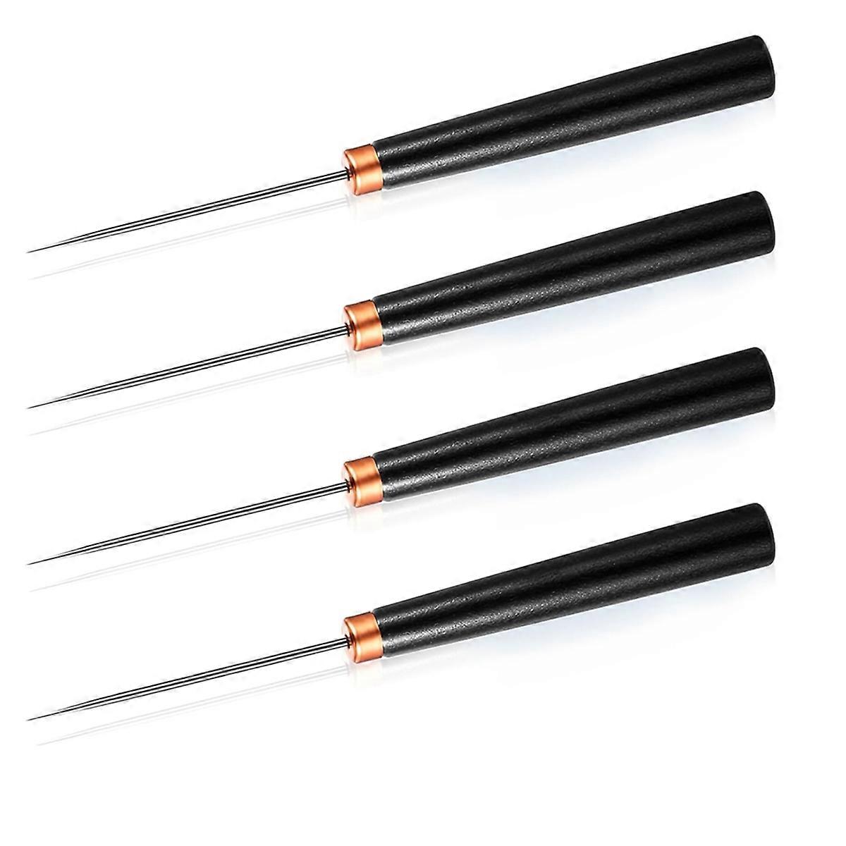 4pcs Shaving Awl Tools with Wooden Handle, Sewing Awl Set Kit Tailor Awl for Punching Stitching Awl
