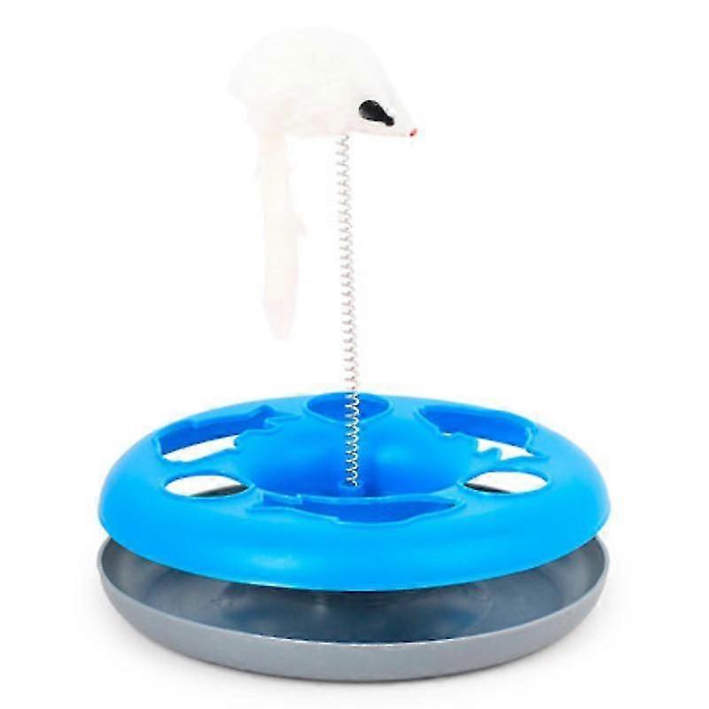 Cat Toy Mouse Ball Sturdy Base with a Plush Mouse and Rolling Ball Pet Carousel