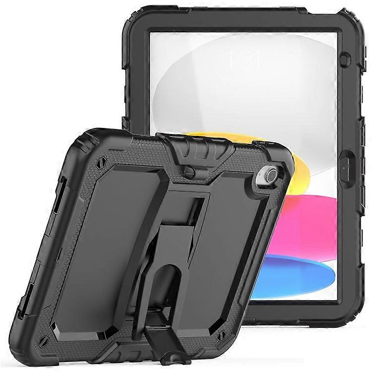 Compatible For iPad 10.9 (2022) / iPad 10th Gen Silicone+PC Protective Case Invisible Bracket Kickstand Shockproof Tablet Cover wi