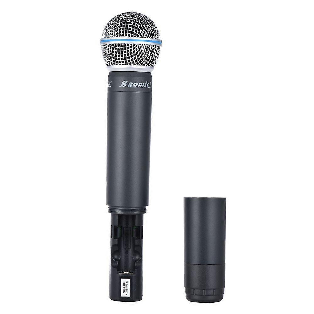 Baomic BM-U752 Professional Dual Channel UHF Digital Wireless Handheld Microphone System 2 Microphones & 1 Receiver 6.35mm Audio Cable for Karaoke Fa