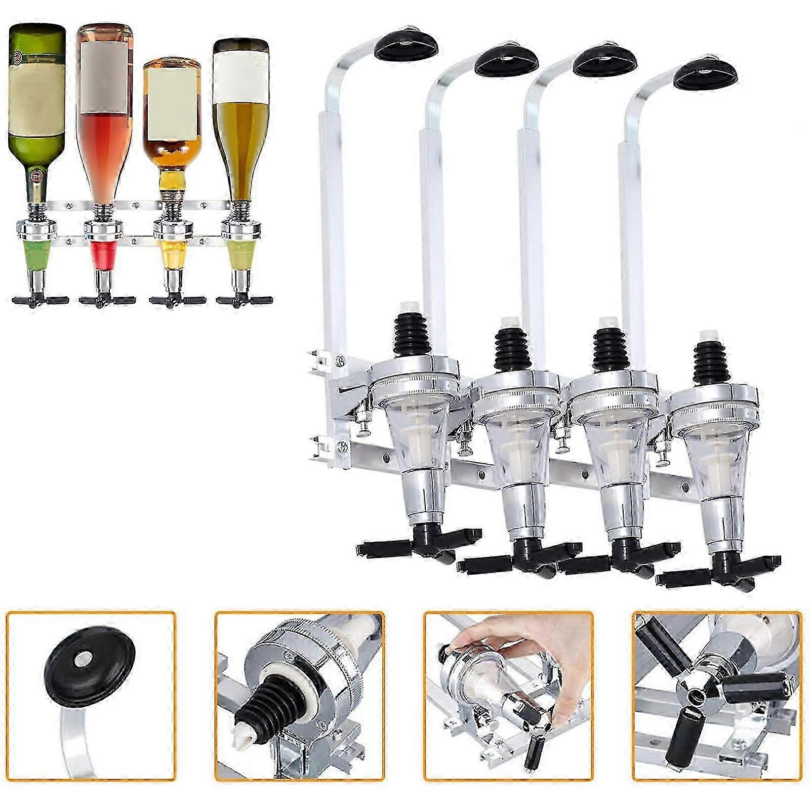 4 Bottle Optics for Bar,Shots Wall Mounted Alcohol Dispenser Bar Butler Set 30ml f54