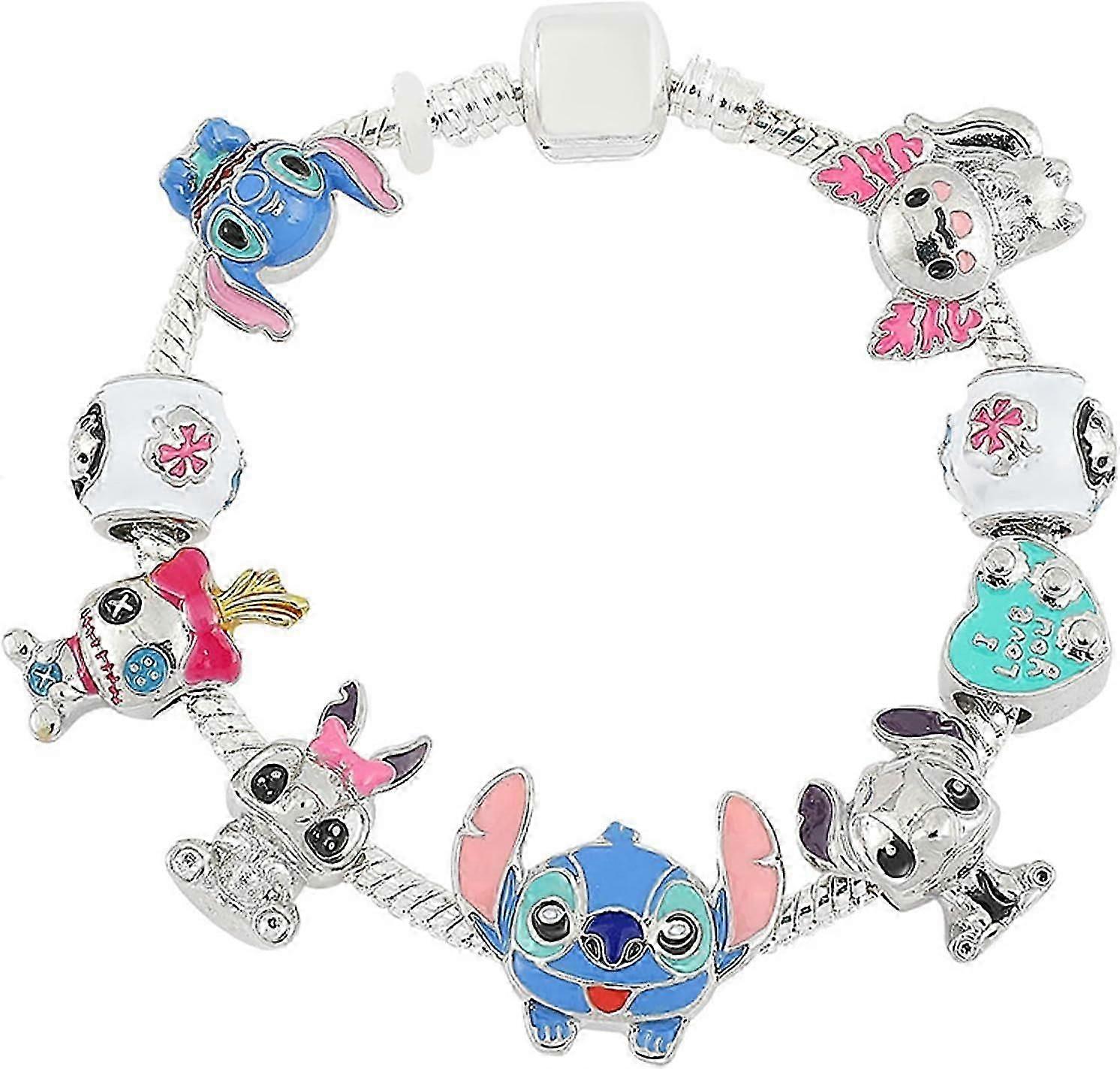 WXHStitch 참 팔찌, 스티치 참 장식이 있는 여성용 스네이크 체인 주얼리, 생일 선물