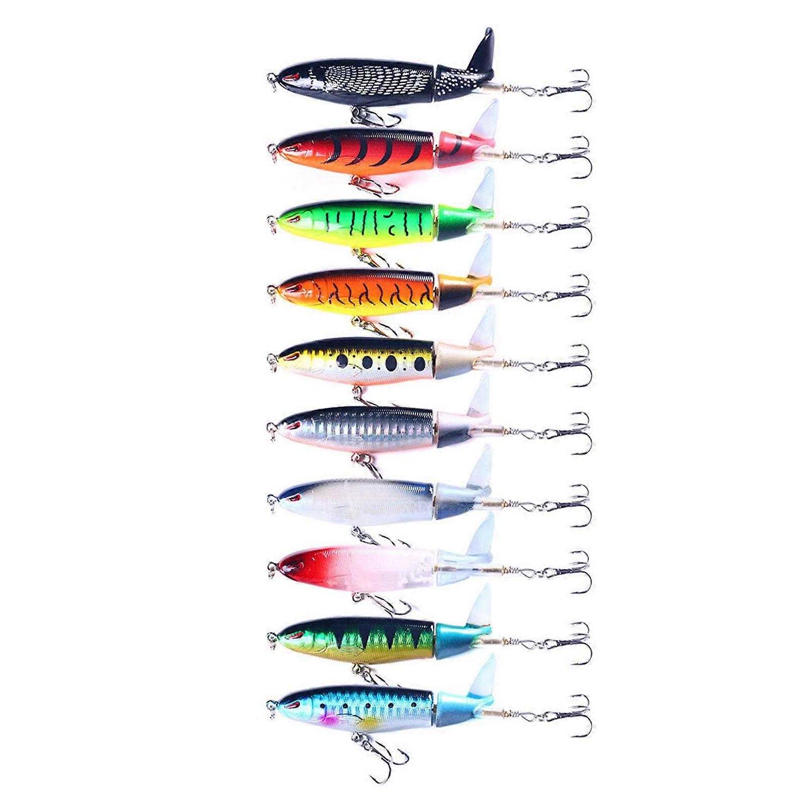 10Pcs Propeller Rotating Hard Baits Fish Hook Propeller Baits Soft Rotating Tail Artificial Baits Hard Crankbait