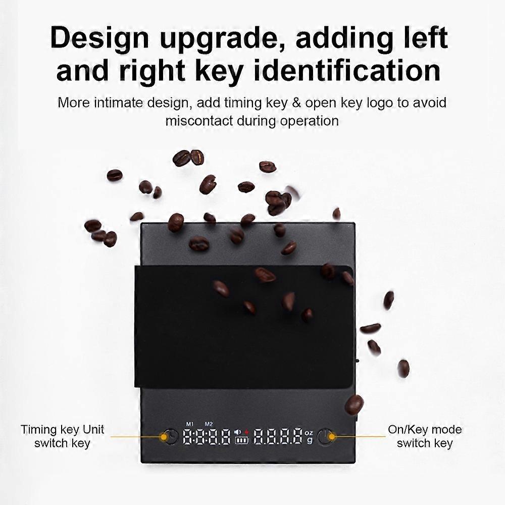Mini Coffee Scale with Timer, 2kg/0.1g Accurate 3 Modes Type-C Rechargeable Portable Digital Scale f