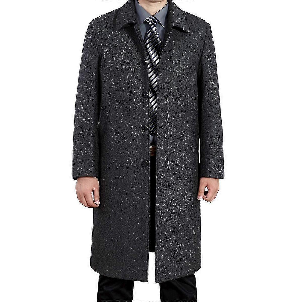 Men's Casual Wool Long Winter Overcoat, Solid Color