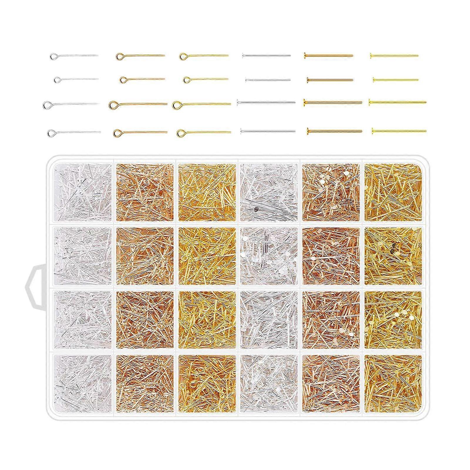 2400pcs دبابيس رأس العين لصنع مجوهرات القرط - دبابيس مسطحة دبابيس العين ل