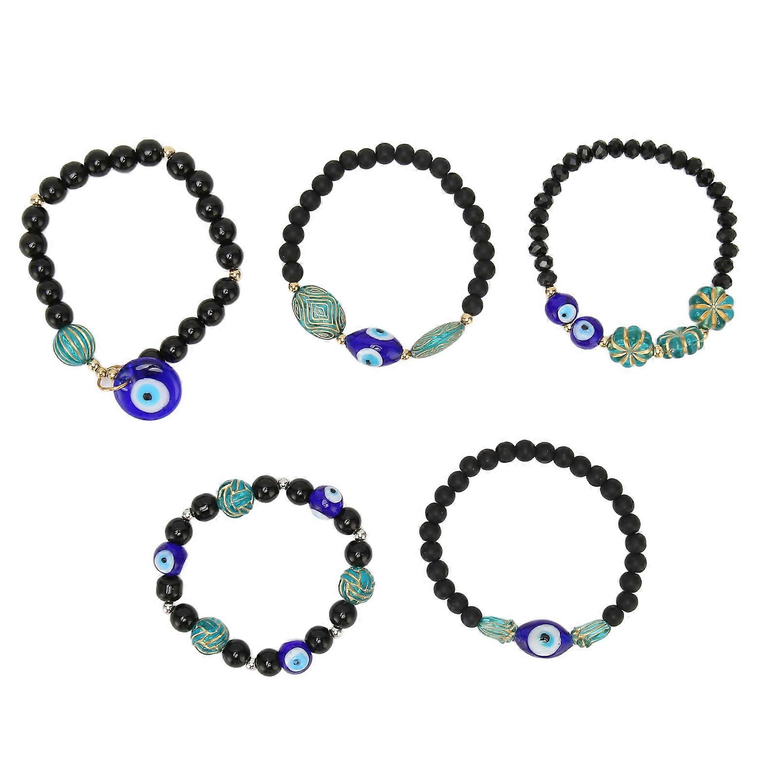 Sort Obsidian Elasticitet Beskyttelse Velsignelse Amulet Blå Øje Obsidian Armbånd til Mænd Kvinder