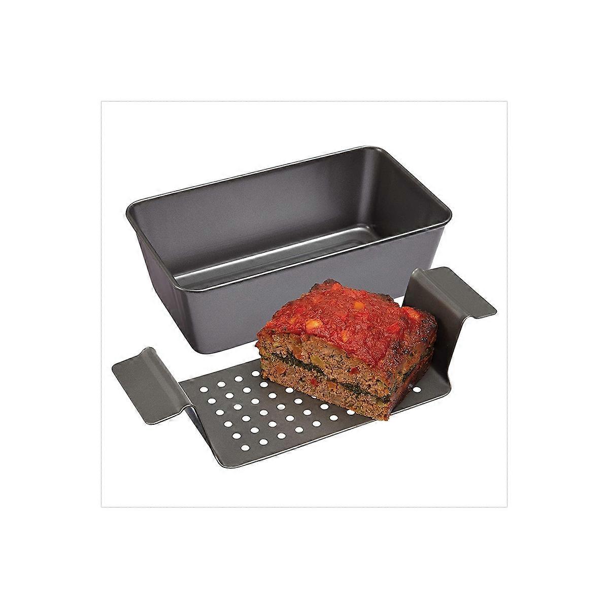12 Inch Professional Healthy Meatloaf Pan Non-Stick Barbecue Tray Rectangular Loaf Pan with Insert R