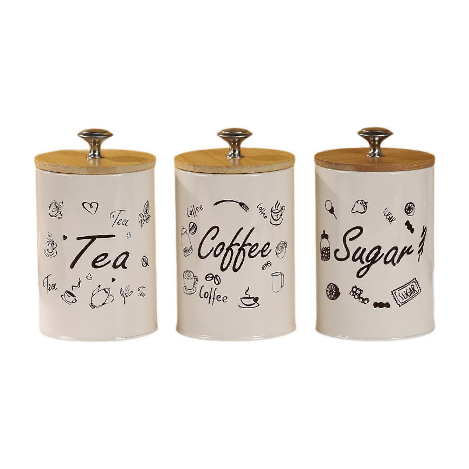 3Pcs Kitchen Canisters Set,Coffee Tea Sugar Containers Set,Jars Restaurants