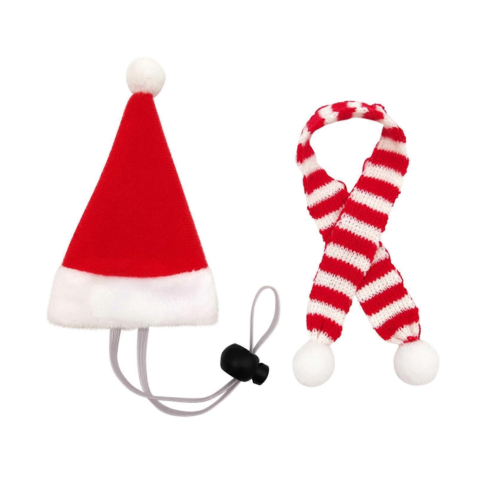 Dog Apparel Christmas Hat With Elastic Lock Red Green Small Hat Scarf Red White Red Green Bib
