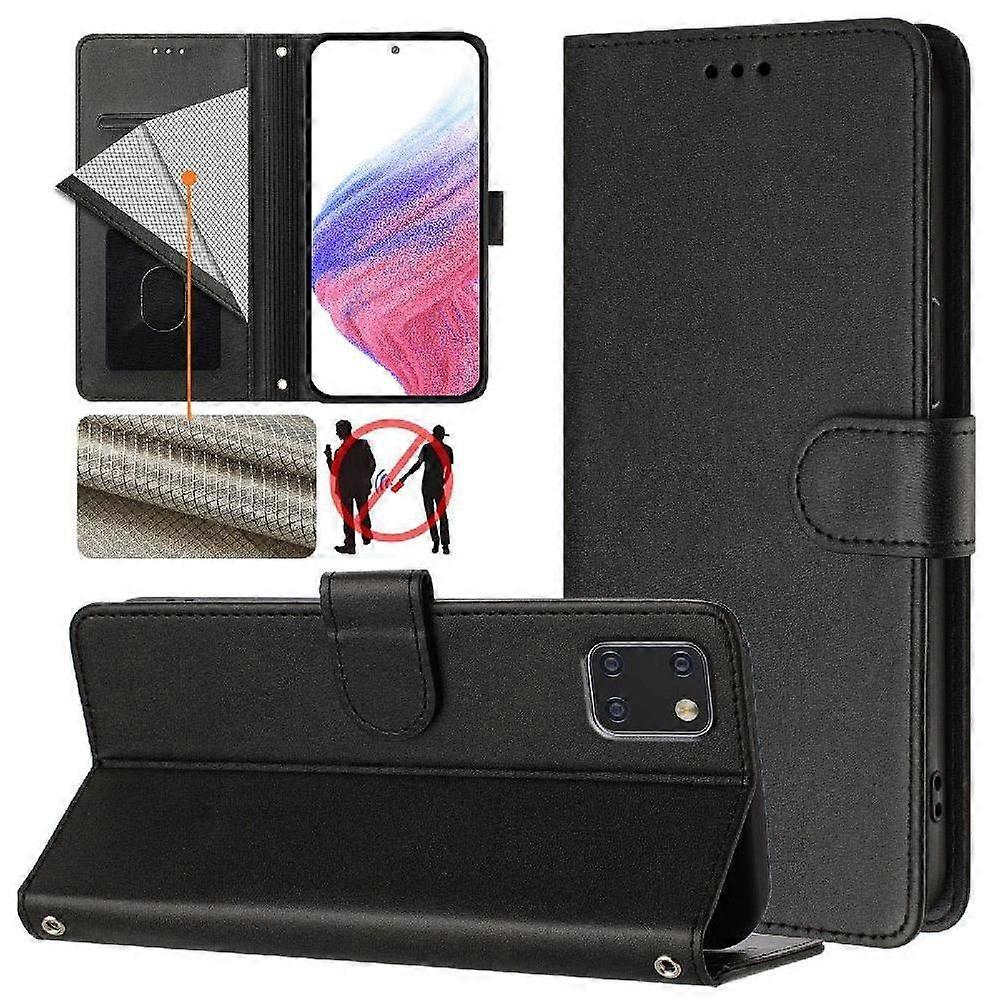 Classic Style Flip Case for Samsung Galaxy Note10 Lite Card Holder Shockproof Magnetic Closure Rfid Blocking Wallet Case