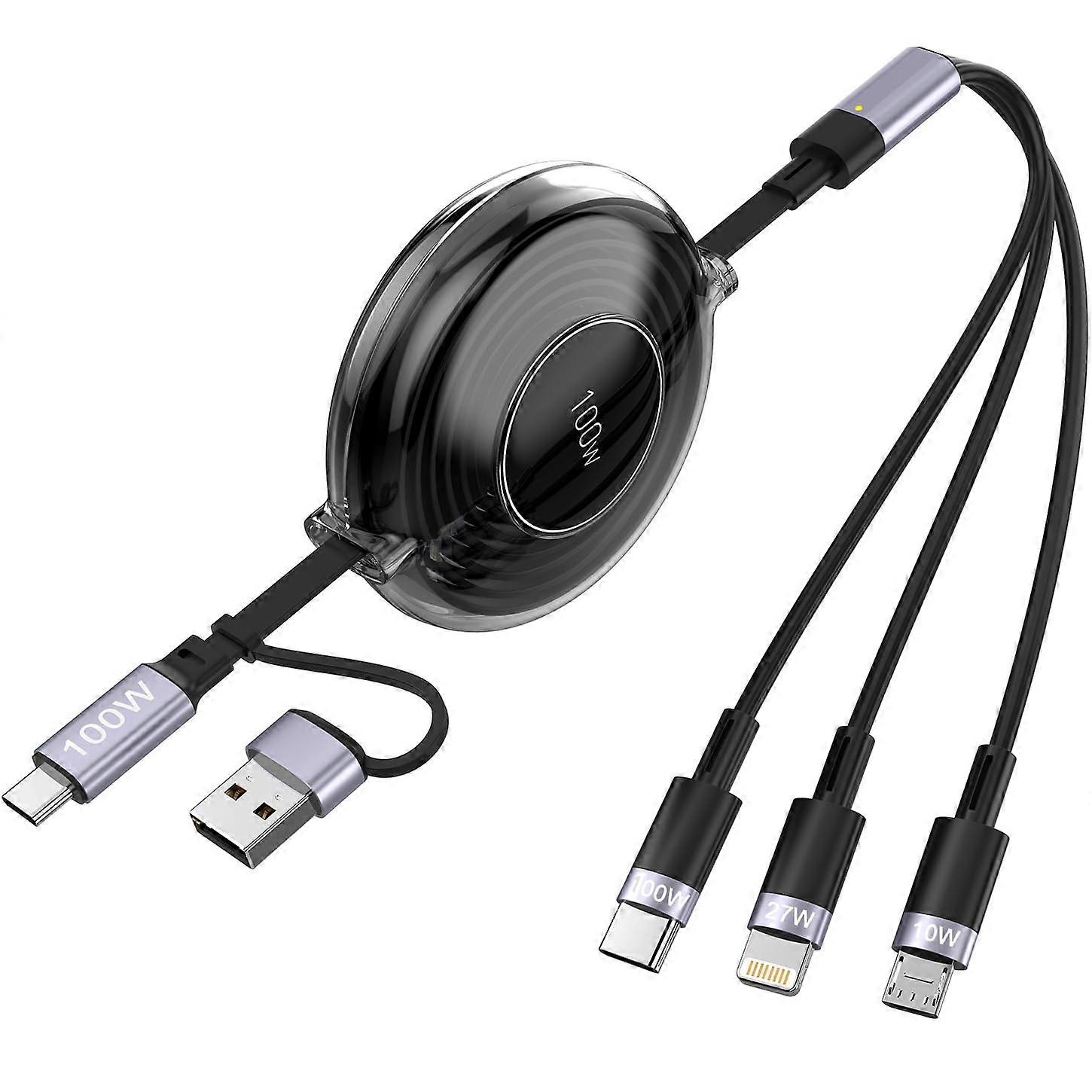 Retractable Multi Charging Cable Fast Charging for iPhone Samsung MacBook iPad
