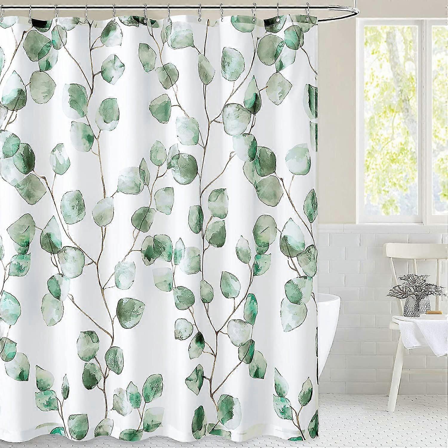 Waterproof Shower Curtain, Green Vine Pattern, Antibacterial And Mildew Resistant Fabric With Waterproof Hook, Easy To Care And Install, 150x180cm