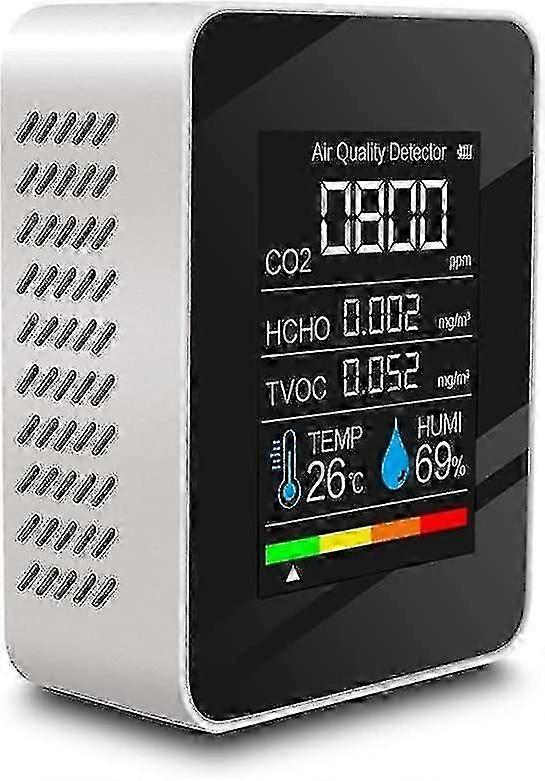 Air Quality Detector Multifunctional Carbon Dioxide Co2 Tester Tvoc Hcho Value Electricity Quantity Temperature Humidity Display Function