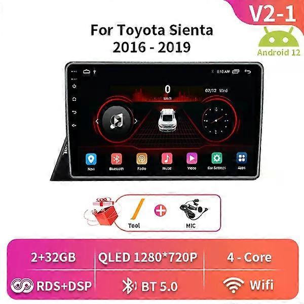Android 13 compatible for Toyota Sienta 2016-2019 Car Radio Multimedia Video Player Stereo Navigation GPS No 2din DVD AI Voice Carplay