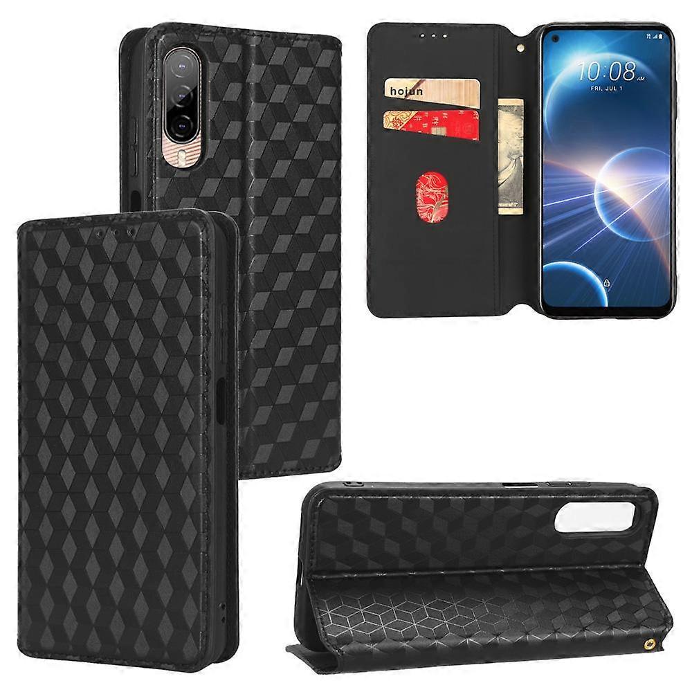 Cubic Grid Texture Flip Leather Phone Case
