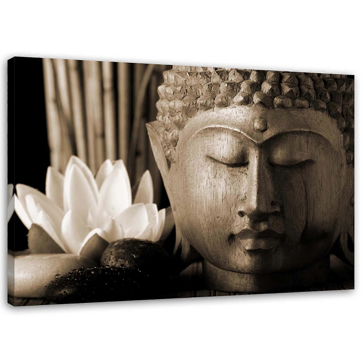Lienzo, Cabeza de Buda con lirio - 100x70