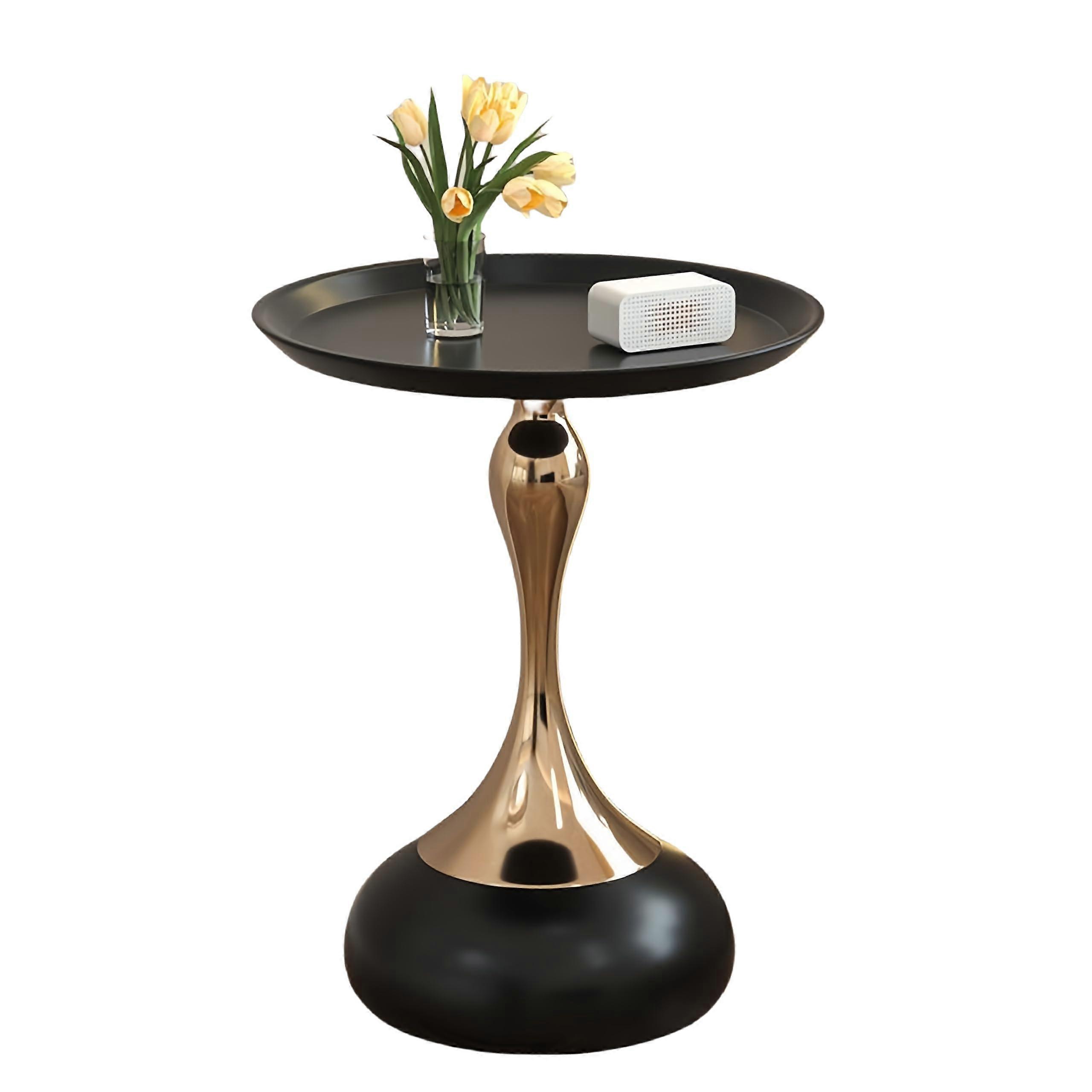 Round End Table, Small Round Black Metal Side Table, Modern Accent Table for Small Spaces