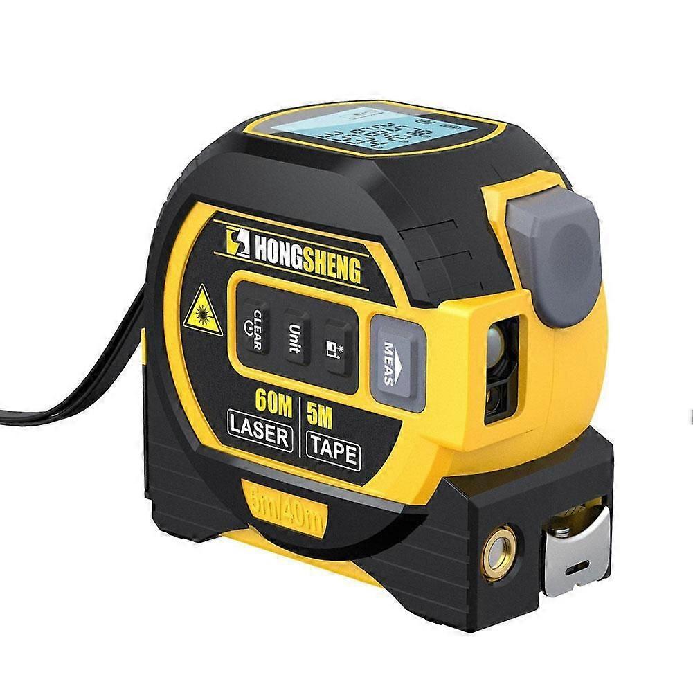 3 In 1 Laser Rangefinder with 5m Tape Measure Ruler  LCD Display Distance Meter  Building Measurement Device Range Finder Tools