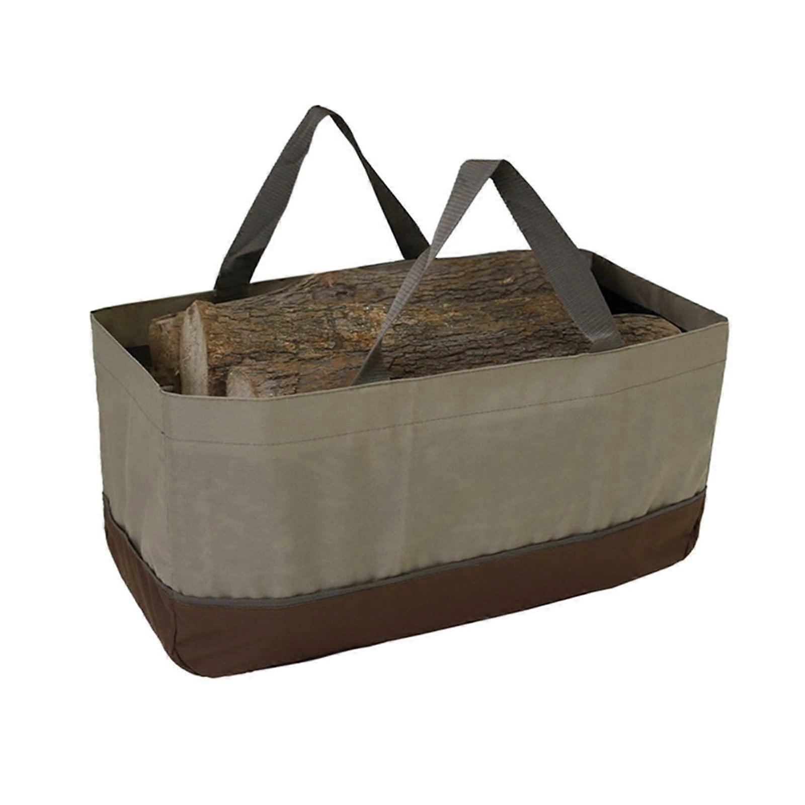 Waxed canvas firewood carrier – Large carrying bag for firewood storage
