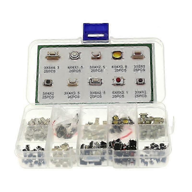 250pcs Micro Switch Car Remote Control Button Tactile Push Button Switches Set