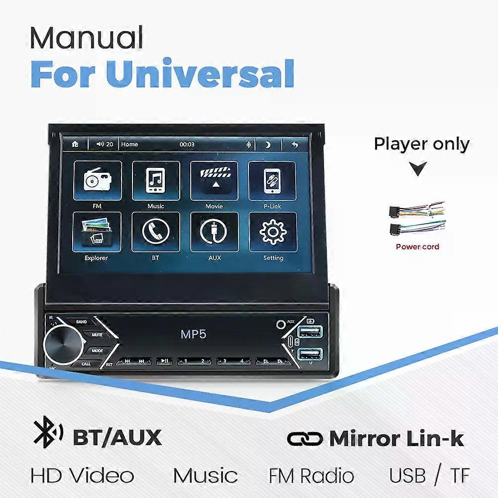 1 Din 7 Zoll MP5-Player mit einziehbarem Bildschirm, Autoradio, Android Auto, Carplay, universelle GPS-Navigation, intelligentes Auto-Multimediasystem