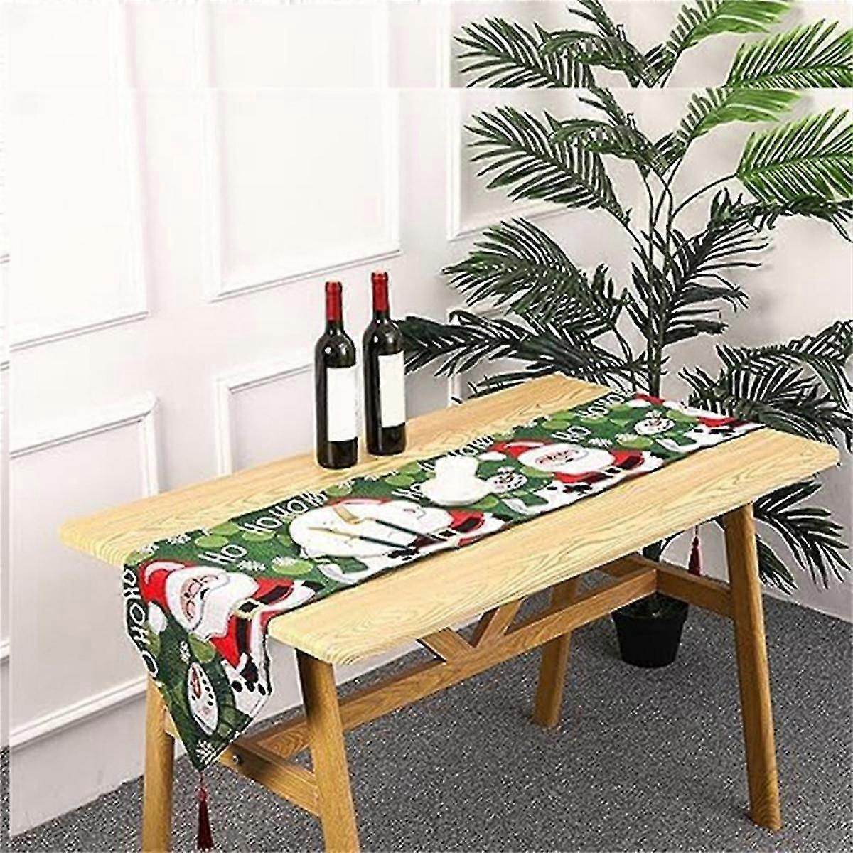 Christmas Tablecloth Christmas Pattern Table Runner Tablecloth Washable Dacron Tablecloth for Chris