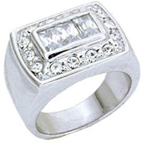 Sterling Silver Ring AAA GRD CZ Clear S11931 for Men Style Rhodium