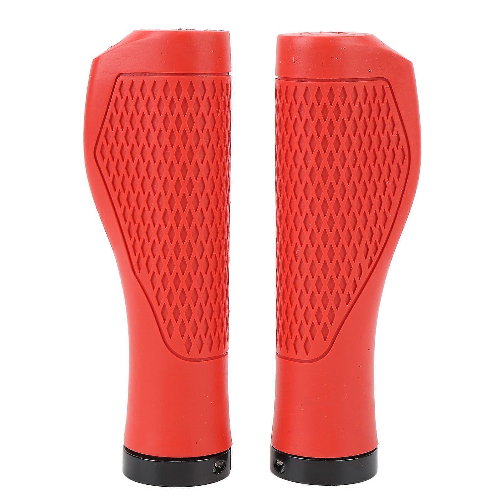 Pair of Cycling Handlebar Grips Rubber Anti Slip Shock Absorbing Ergonomic Cycle Locking Handle Grips Red